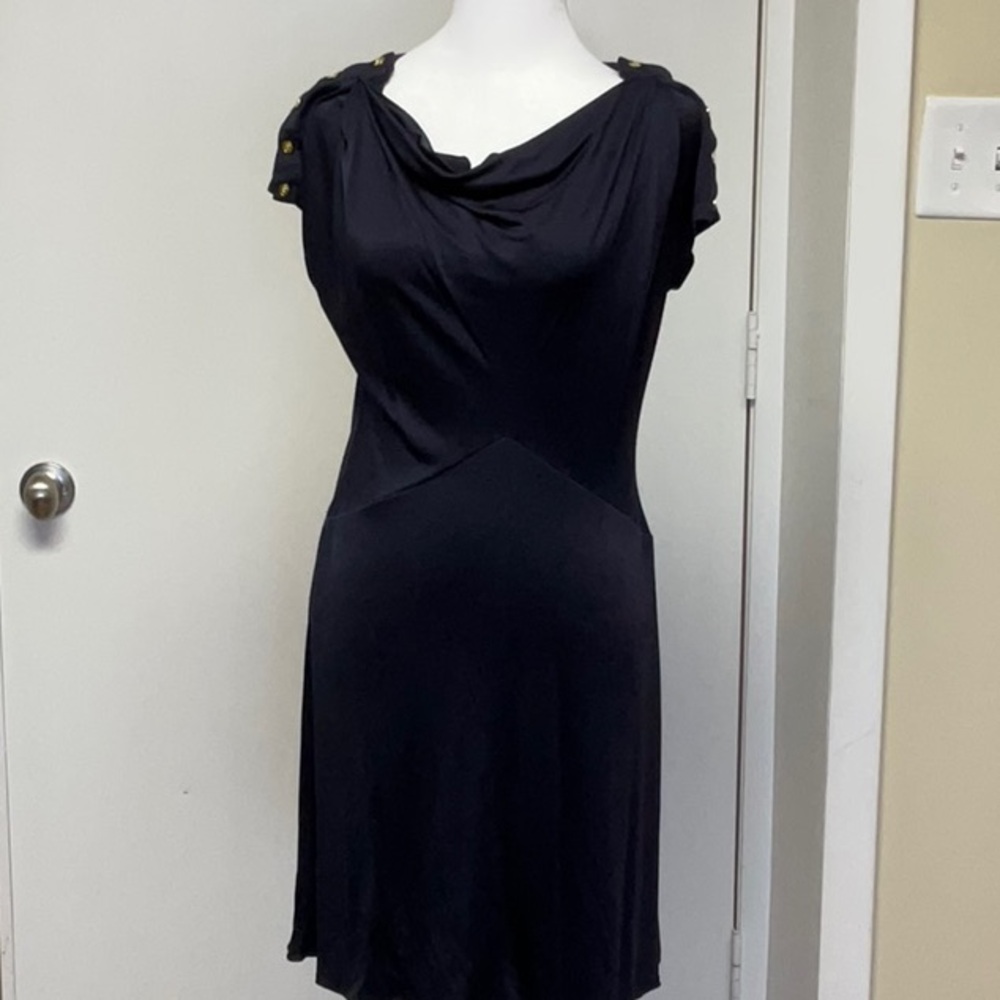 Tory Burch Navy Silk Cowl Neck Dress